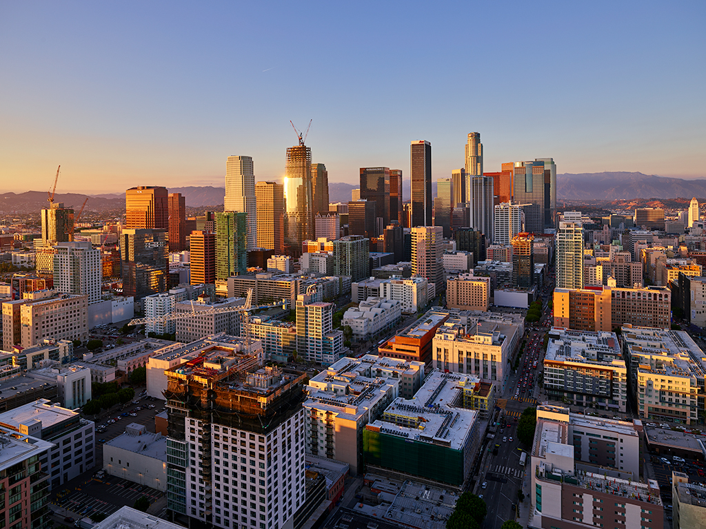 DTLA at sunset.